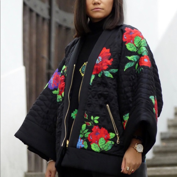 KENZO X H&M quilted silk reversible kimono jacket sz S - Picture 5 of 12